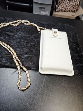 Coco Crush Phone Case By Chanel White Leather With Card Slot Inside